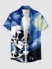 Skull Galaxy Painting Print Hawaii Button Pocket Shirt For Men -  