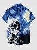 Skull Galaxy Painting Print Hawaii Button Pocket Shirt For Men -  