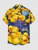 Ducks Ship Captain Cruise Print Buttons Pocket Hawaii Shirt For Men -  