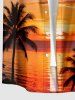 Coconut Tree Seascape Cloud Print Buttons Pocket Hawaii Shirt For Men -  