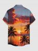 Coconut Tree Seascape Cloud Print Buttons Pocket Hawaii Shirt For Men -  