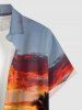 Coconut Tree Seascape Cloud Print Buttons Pocket Hawaii Shirt For Men -  
