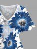Flowers Leaf Print Split Hawaii Midi Dress -  