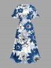 Flowers Leaf Print Split Hawaii Midi Dress -  