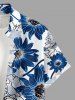 Flowers Leaf Print Buttons Pocket Hawaii Shirt For Men -  