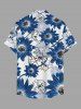 Flowers Leaf Print Buttons Pocket Hawaii Shirt For Men -  