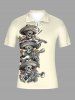 Skulls Performer Polo zippé Hawaï à imprimé floral pour homme - Beige 4XL
