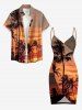 Coconut Tree Sun Cloud Ombre Print Convertible Hawaii Beach Cover -  