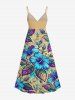 Hibiscus Flower Leaf Print Surplice Hawaii Cami Dress -  