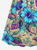 Hibiscus Flower Leaf Print Surplice Hawaii Cami Dress -  