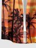 Coconut Tree Sun Cloud Ombre Print Buttons Pocket Hawaii Shirt For Men -  