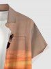 Coconut Tree Sun Cloud Ombre Print Buttons Pocket Hawaii Shirt For Men -  