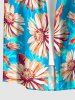 Daisy Flower Leaf Print Buttons Pocket Hawaii Shirt For Men -  