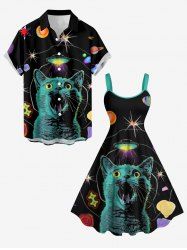 Cat Planet UFO Print Matching Outfit For Couples -  