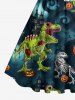 Halloween Skeleton Dinosaur Pumpkin Bat Castle Tree Print Matching Outfit For Couples -  