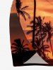 Coconut Tree Sun Cloud Ombre Print Matching Hawaii Beach Outfit For Couples -  
