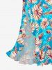 Daisy Flower Leaf Print Matching Hawaii Beach Outfit For Couples -  