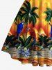 Coconut Tree Flowers Leaf Print Matching Hawaii Beach Outfit For Couples -  