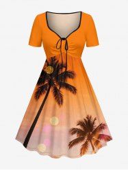 Robe hawaïenne cintrée à imprimé ombré cocotier - Orange 4X