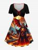 Halloween Skull Skeleton Devil Witches Bat Tombstone Print Matching Outfit For Couples -  