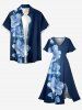 Ombre Flower Leaf Print Matching Hawaii Beach Outfit For Couples -  