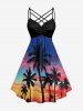 Coconut Tree Ombre Sky Print Matching Hawaii Beach Outfit For Couples -  