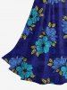 Robe trapèze Hawaï Twist à imprimé fleurs et feuilles - Bleu profond 1X