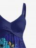 Robe trapèze Hawaï Twist à imprimé fleurs et feuilles - Bleu profond 1X