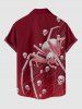 Chemise homme Halloween à poche boutonnée, à imprimé crânes, toiles d'araignée et insectes - Rouge Vineux M