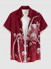 Chemise homme Halloween à poche boutonnée, à imprimé crânes, toiles d'araignée et insectes - Rouge Vineux M