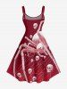 Robe trapèze Halloween à imprimé crânes, toile d’araignée et insectes - Rouge Vineux 1X