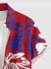 Chemise hawaïenne bicolore à imprimé floral avec boutons et poche pour homme - Rouge 4XL