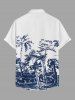 Coconut Tree Print Buttons Pocket Hawaii Shirt For Men -  
