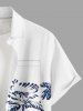 Coconut Tree Print Buttons Pocket Hawaii Shirt For Men -  