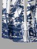 Coconut Tree Print Buttons Pocket Hawaii Shirt For Men -  