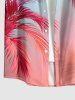 Chemise hawaïenne pour homme à imprimé dégradé de feuilles tropicales, boutons et poche - Rouge Rose 4XL