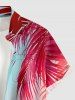 Chemise hawaïenne pour homme à imprimé dégradé de feuilles tropicales, boutons et poche - Rouge Rose 4XL