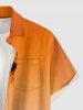 Chemise hawaïenne pour homme à imprimé cocotier ombré, avec boutons et poche - Orange 4XL