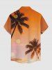 Chemise hawaïenne pour homme à imprimé cocotier ombré, avec boutons et poche - Orange 4XL