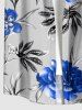 Flowers Leaf Print Buttons Pocket Hawaii Shirt For Men - Gris Clair 6XL