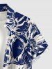 Flowers Print Buttons Pocket Hawaii Shirt For Men - Bleu M