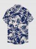 Flowers Print Buttons Pocket Hawaii Shirt For Men - Bleu M