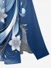 Flowers Ombre Colorblock Print Split Hawaii Midi Dress -  