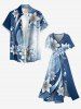 Flowers Ombre Colorblock Print Split Hawaii Midi Dress -  