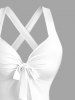 Flowers Ombre Print Crisscross Straps Bowknot Hawaii Tank Dress -  