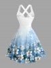 Flowers Ombre Print Crisscross Straps Bowknot Hawaii Tank Dress -  