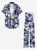 Combinaison hawaïenne à imprimé fleurs avec poche, ceinture et bretelles amovibles. - Bleu S