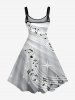 Robe trapèze hawaïenne à imprimé arc-en-ciel dégradé et symbole musical - Gris Clair 3X