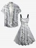 Robe trapèze hawaïenne à imprimé arc-en-ciel dégradé et symbole musical - Gris Clair 3X