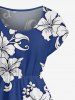 Hibiscus Flower Leaf Print Hawaii A Line Dress -  